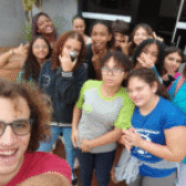 Alunos do C.Tech vivenciam jornalismo esportivo em partida de vôlei.